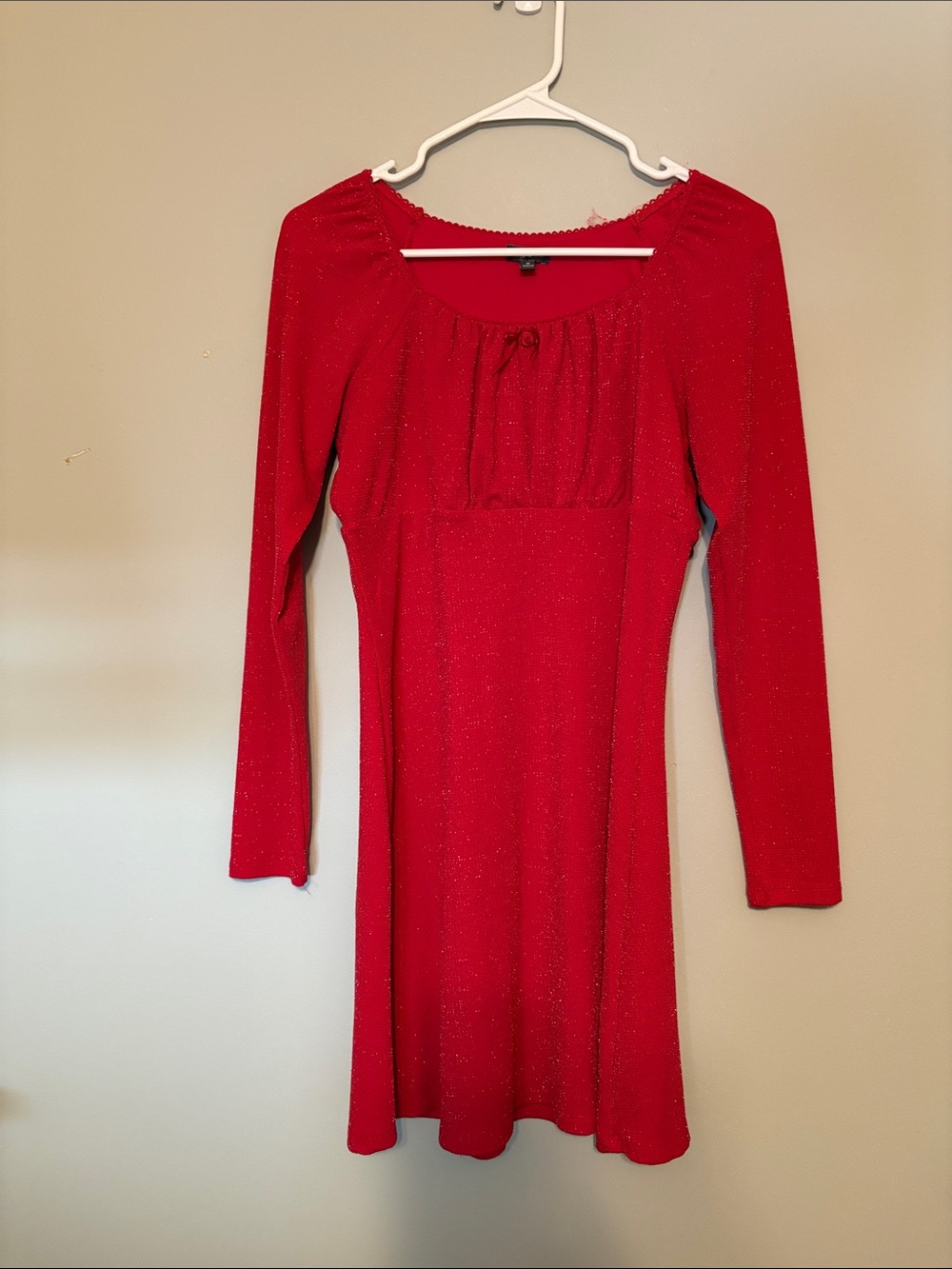 Lily Rose Red Long-Sleeve Sparkle Knit Dress